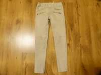 rozm 128 Zara spodnie jeans rurki beżowe/siwe