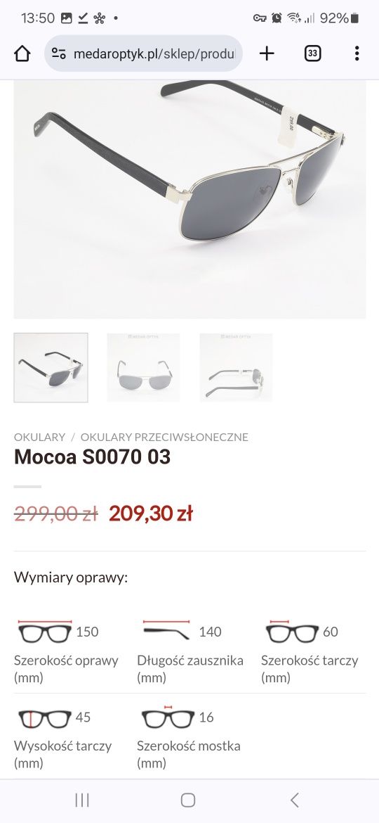 Okulary Przeciwsłoneczne Mocoa s0070-02 uv 400 orygonal