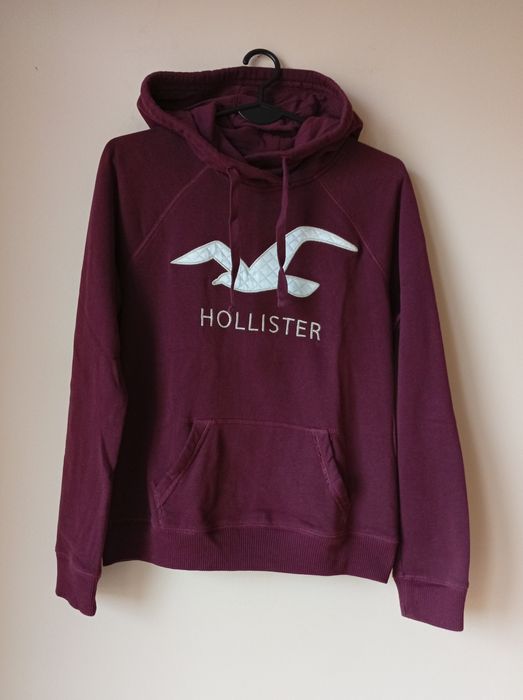 Fioletowa bawełniana bluza z kapturem, Hollister, rozmiar M