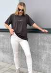 T-SHIRT damski MINIMAL Czekoladowy Oversize Uniwersalny Wys.24h