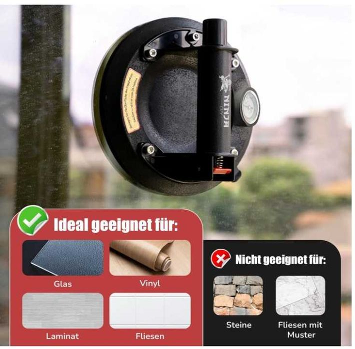 Zestaw 2 przyssawek z manometrem, średnica 20cm, udźwig do 300kg NINJA