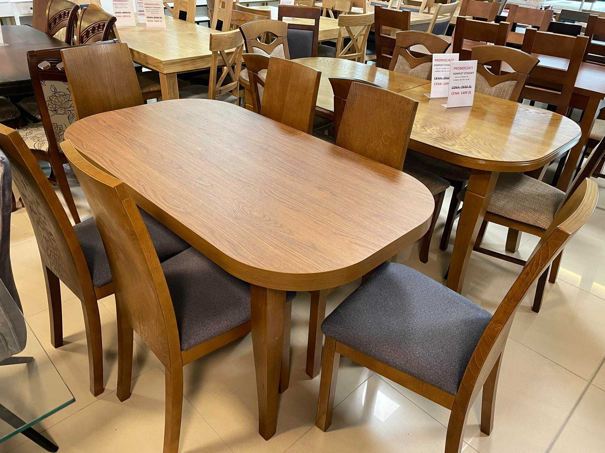 (30M) Stół dąb rustykalny + 6 krzeseł, wyprzedaż 1199 zł