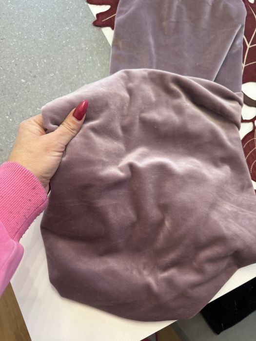 Komplet damdki welurowy lila czapka i komin