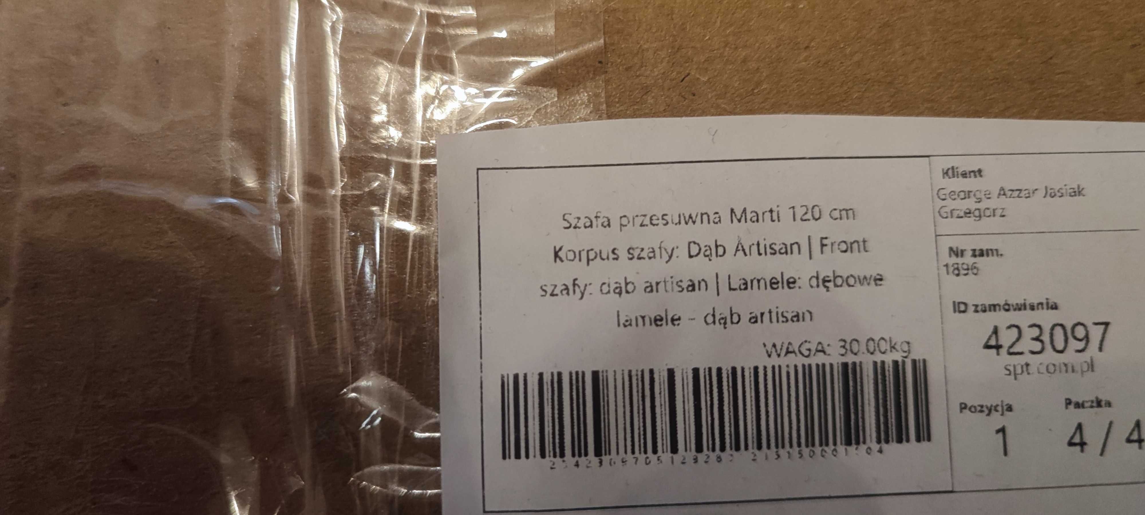 Nowa Szafa Przesuwna Homeyes 120 cm - Dąb Aristan - Lamele - Lustro