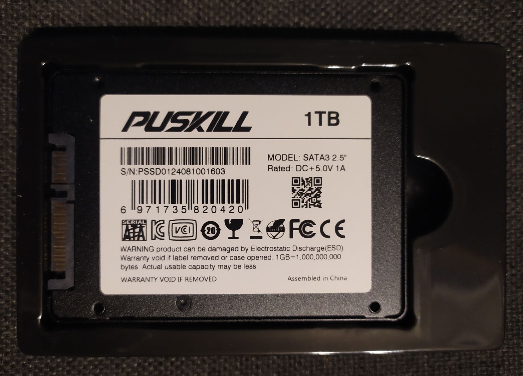 Новый SATA SSD puskill на 1TB