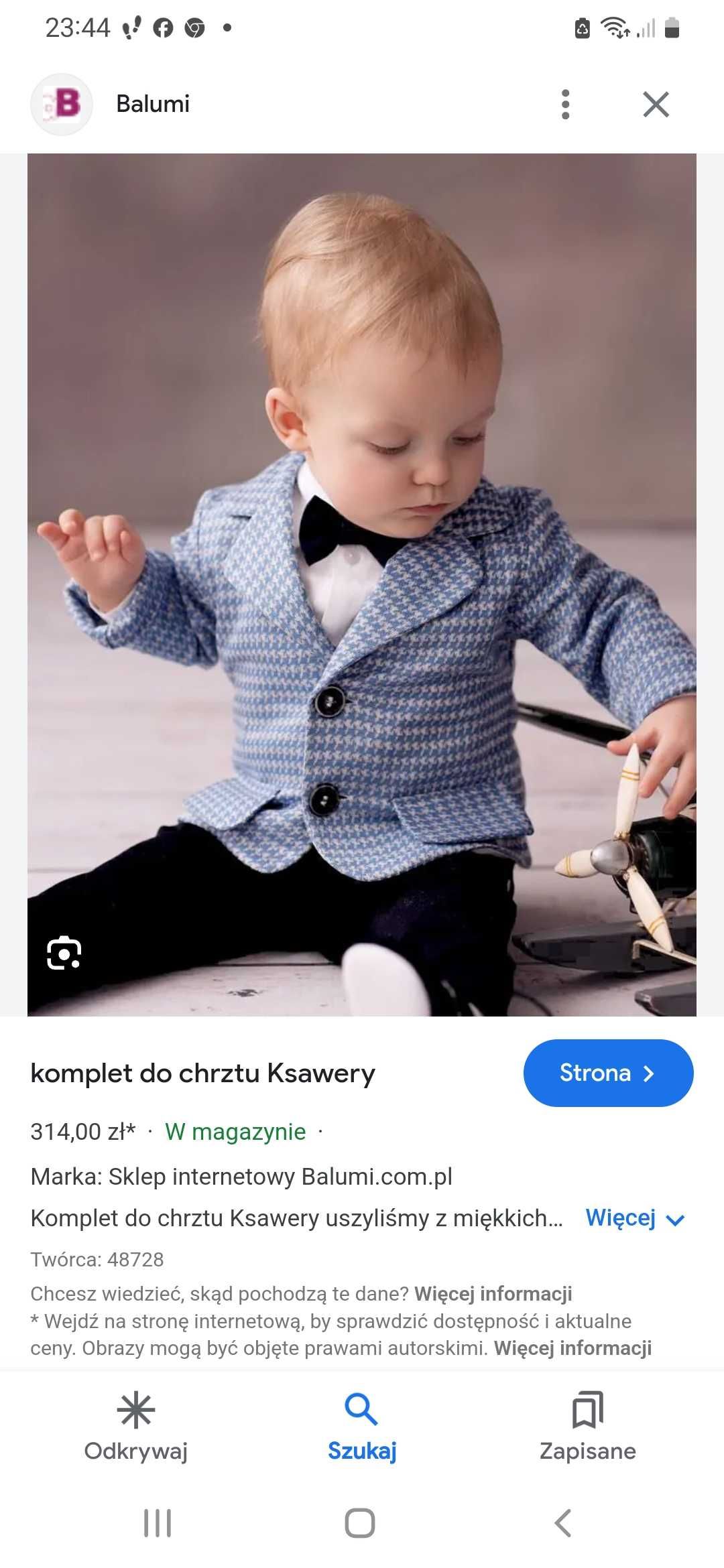 Elegancki komplet na chrzest marki balumi roz. 68