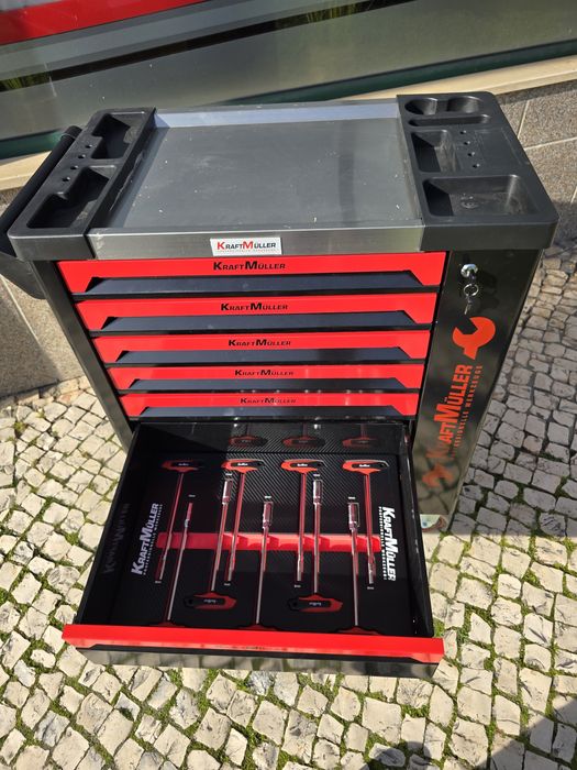 Kit par oficina carrinho de 7 gavetas e macaco e preguiças novos