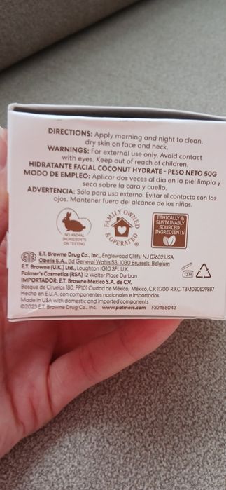 Palmers krem nawilżający hydrolat NOWY