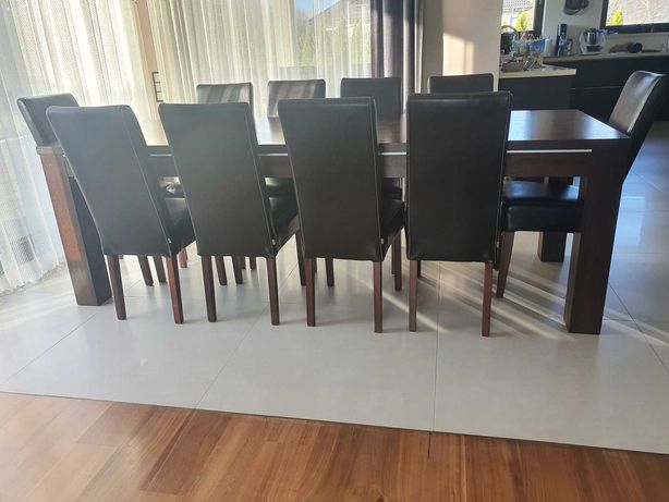 Skórzane krzesła, kolor brązowy, komplet krzeseł 10 sztuk