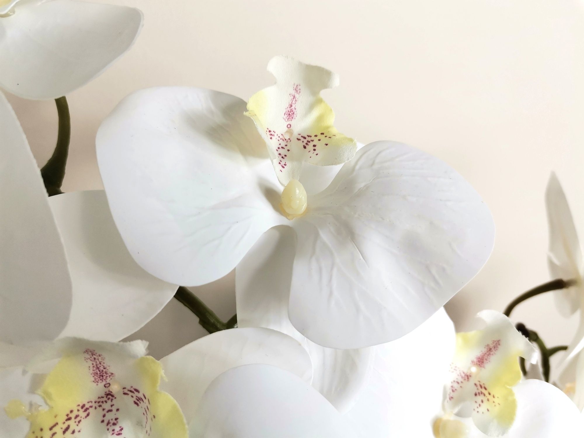 Biały Phalaenopsis storczyk x2 orchidea kwiat sztuczny kompozycja deko