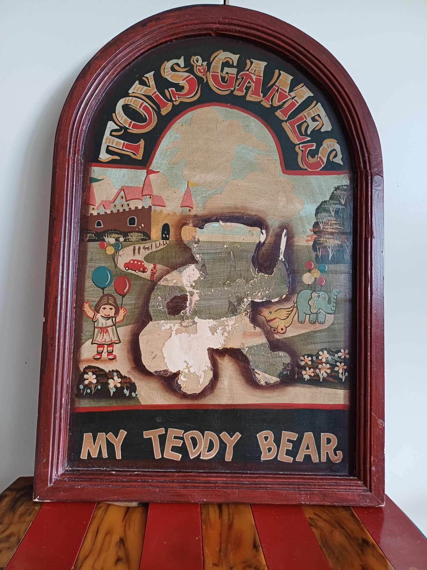 Tablica szyld obrazek Toys Games obraz pokój dziecięcy vintage retro