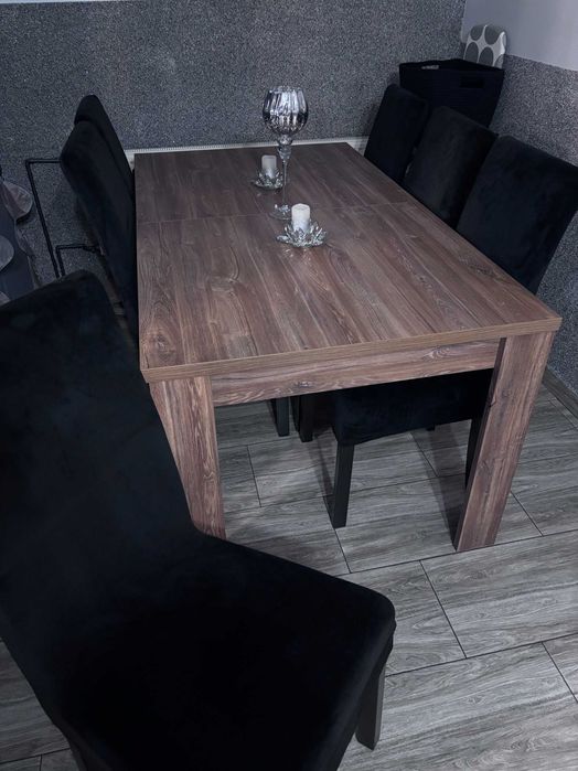 Komplet 6 krzeseł czarna ekoskóra (do obicia)