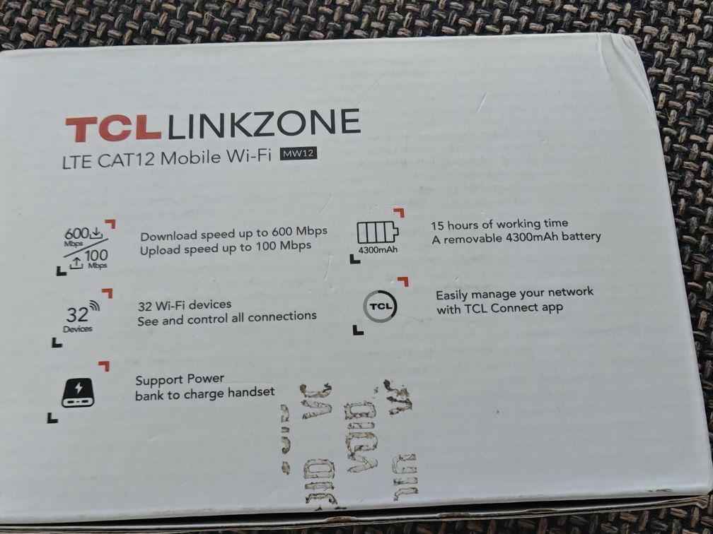 Tcl router MW12VK modem LTE 4G 600 Mbps cat12 wifi Hotspot Sim karta