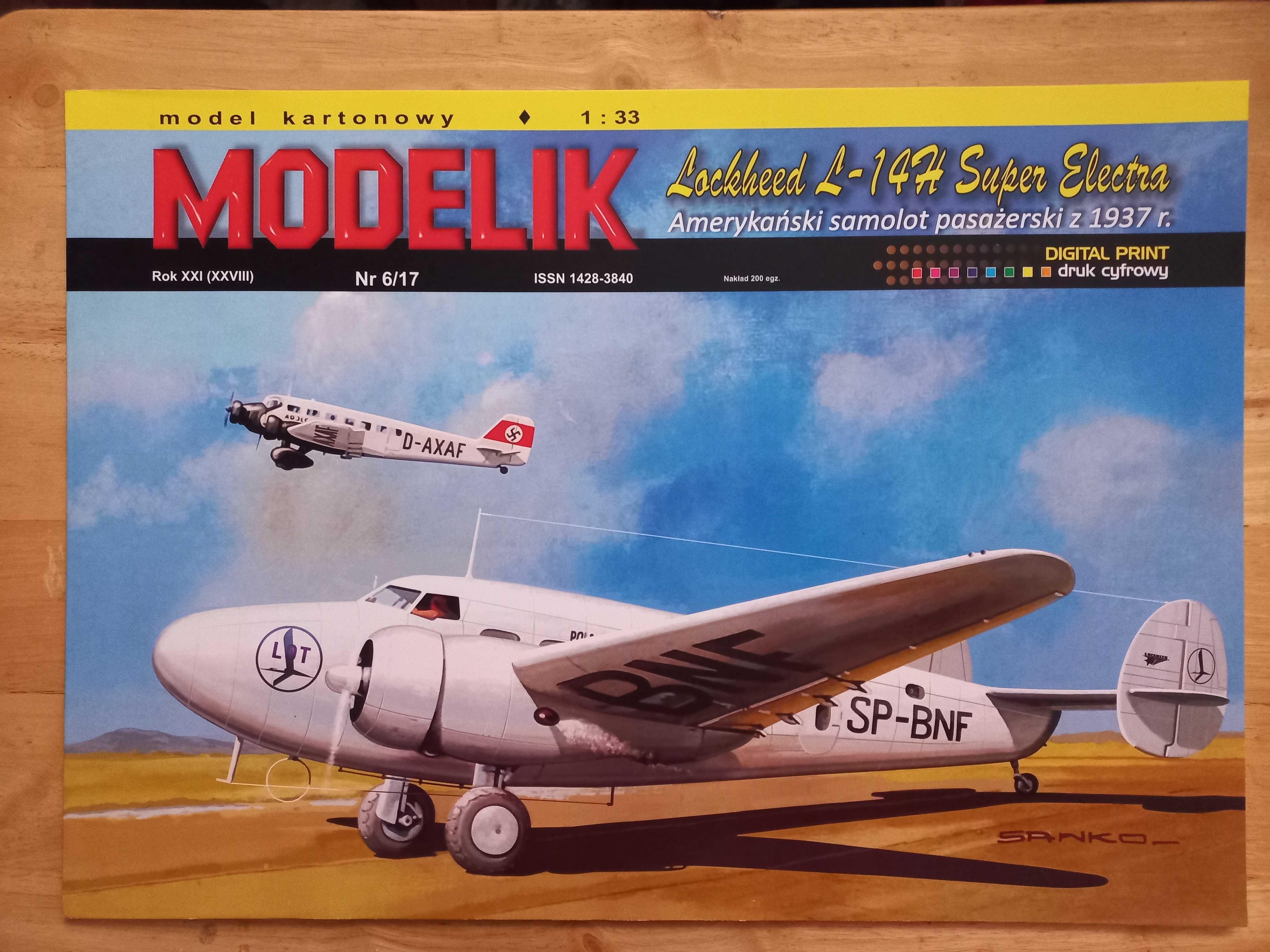 Model Kartonowy Modelik 6/17 Lockheed L-14h Super Electra + LASERY
