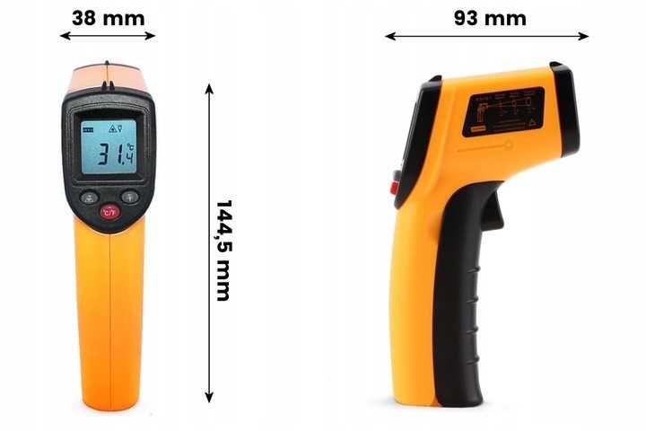 NOWY Bezdotykowy termometr laserowy PIROMETR GM 320 pistolet