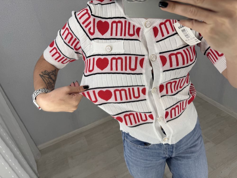 Нова кофта кардіган поло рубчик miu miu