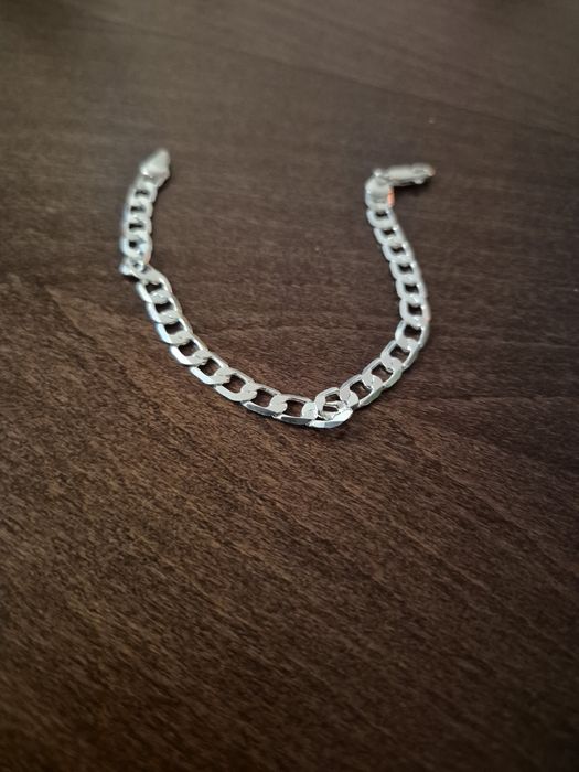 Piękna bransoletka srebrna 20 cm pancerka