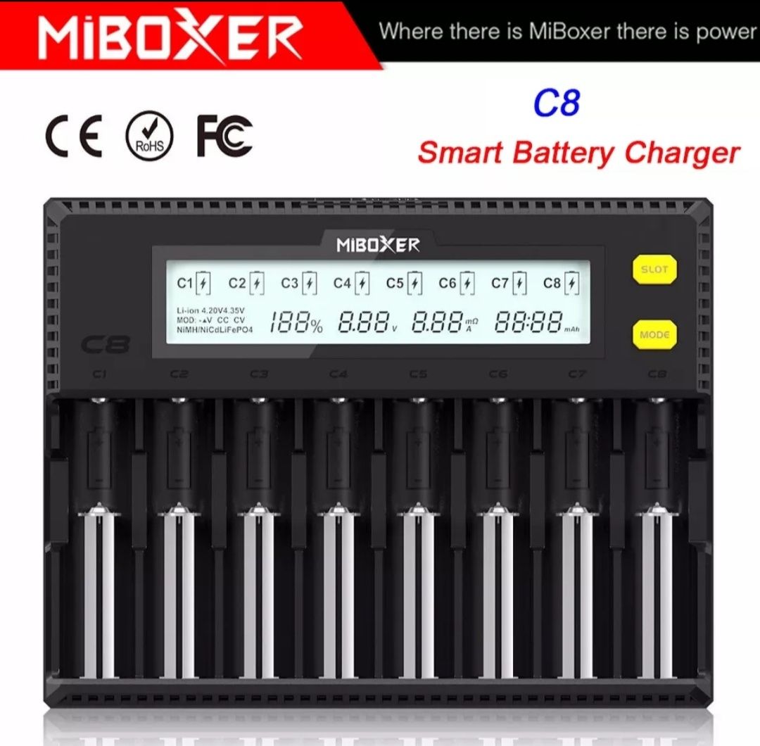 Зарядний пристрій 18650 MiBOXER з РК-дисплей 1,5 A для батарейок