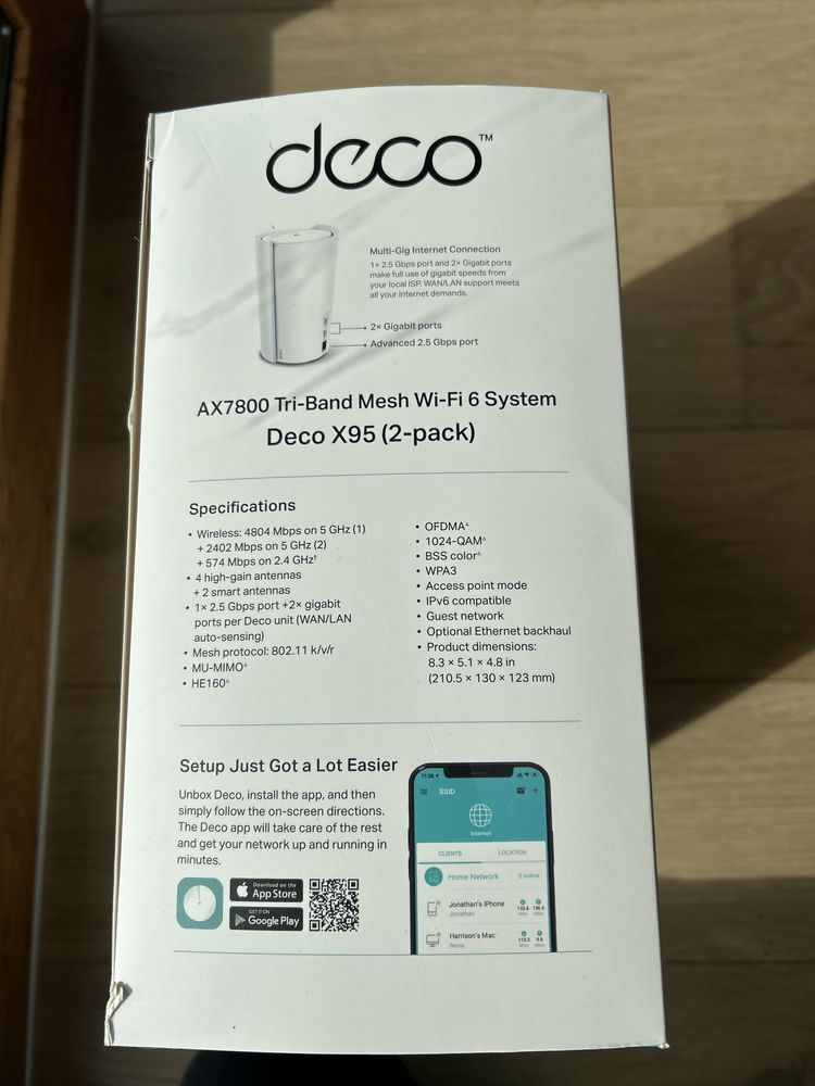Router Tp-link deco x95 ax7800 tri-band mesh wifi 6 system 1 sztuka