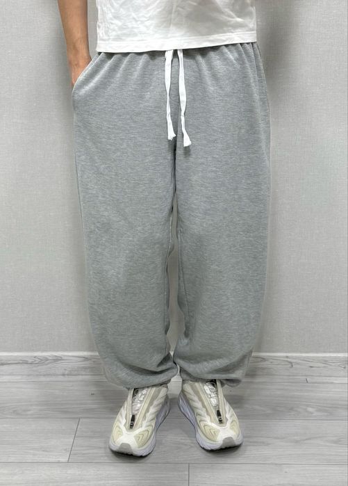 Широкі спортивні штани сірі з утяжками sweatpants baggy спортивки
