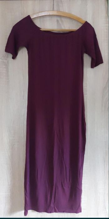Burgundowa fioletowa cienka sukienka na lato