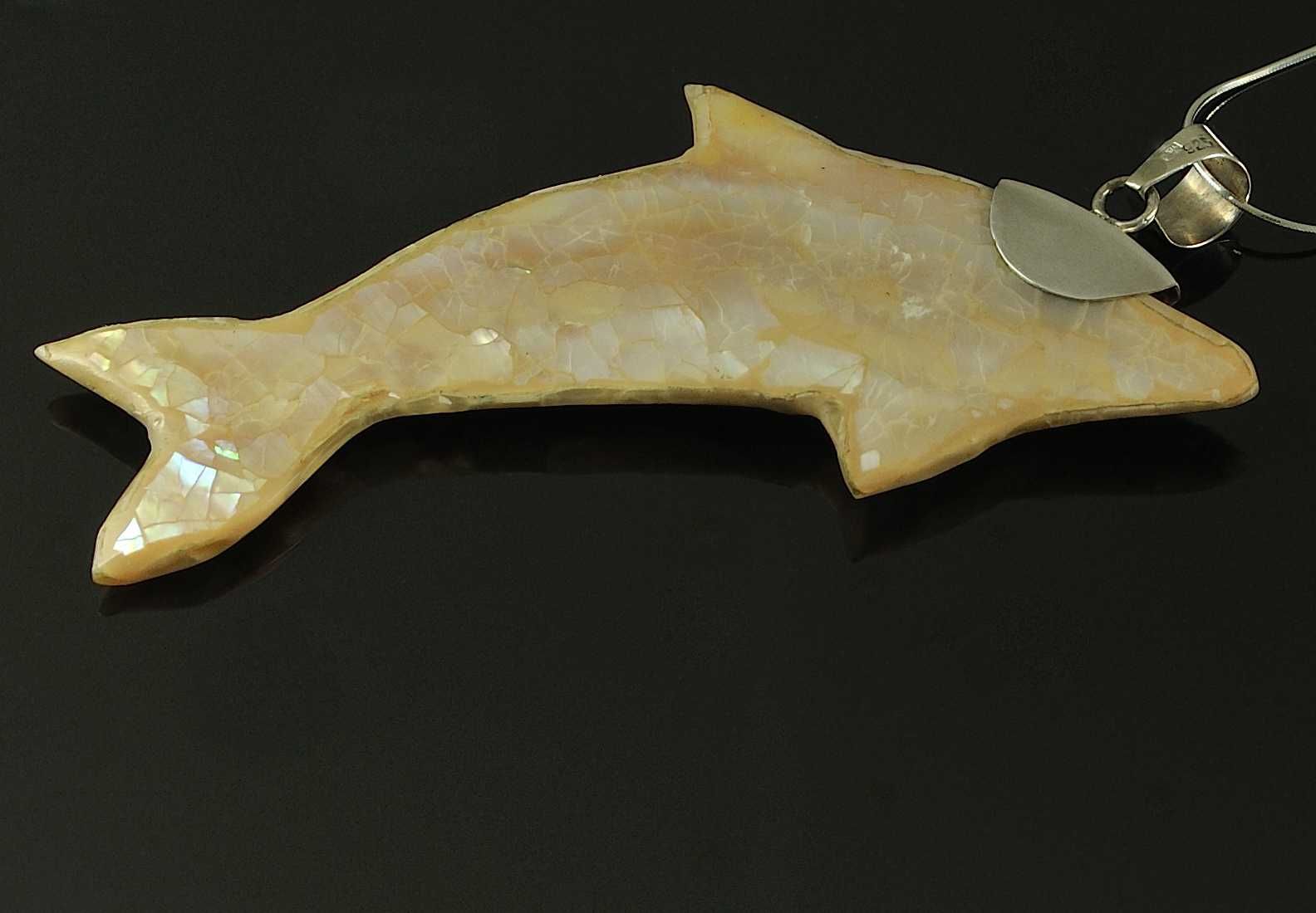 VERSIL wisior wisiorek duży delfin muszla masa perłowa SREBRO 0,925