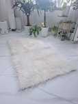 Dywan futro 140 x 80 duży wysokie runo 7 cm biały Agata
