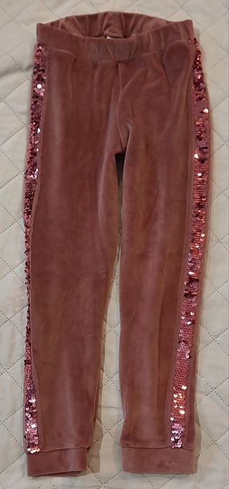 Welurowe spodnie z cekinowymi lampasami