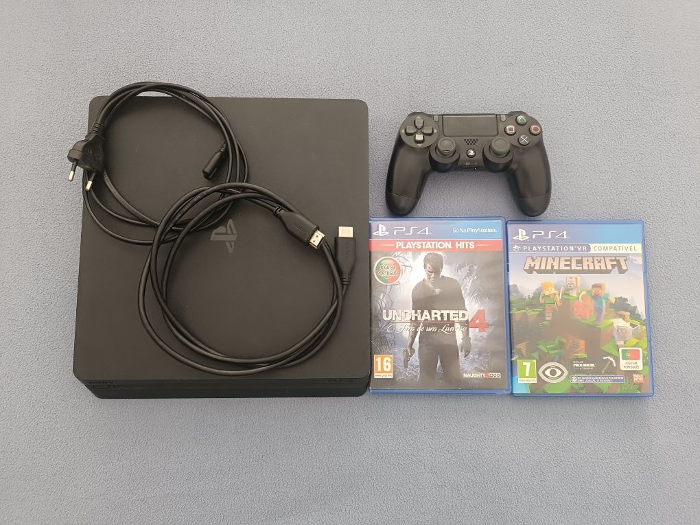 PlayStation 4 Slim 1tb  com 2 jogos e 1 comando