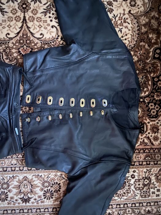 Spódnica midi i kurtka z czarnej  skóry