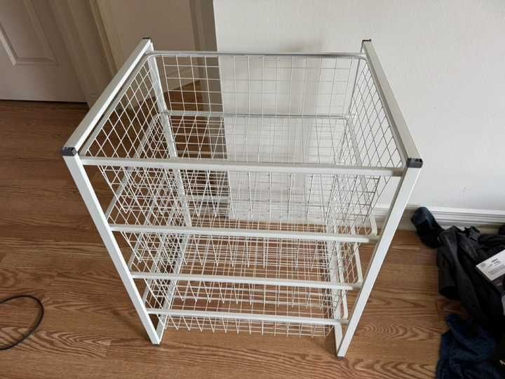 Metalowy regał do garderoby druciane kosze IKEA Antonius biały