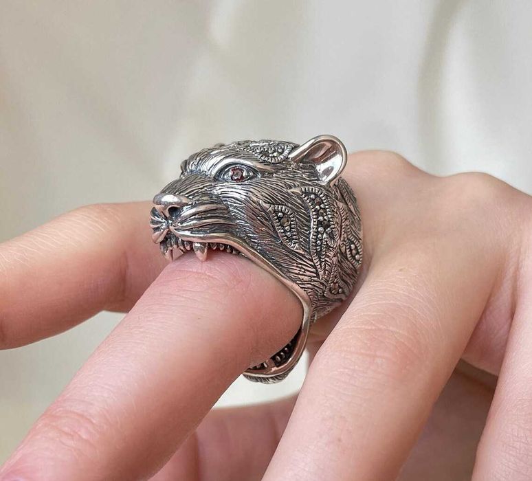 Великий перстень SILVERTOLIA  з головою тигра зі срібла 925 проби