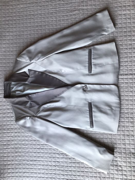 Piękny elegancki komplet damski marynarka spodnie spódnica bluzka 42