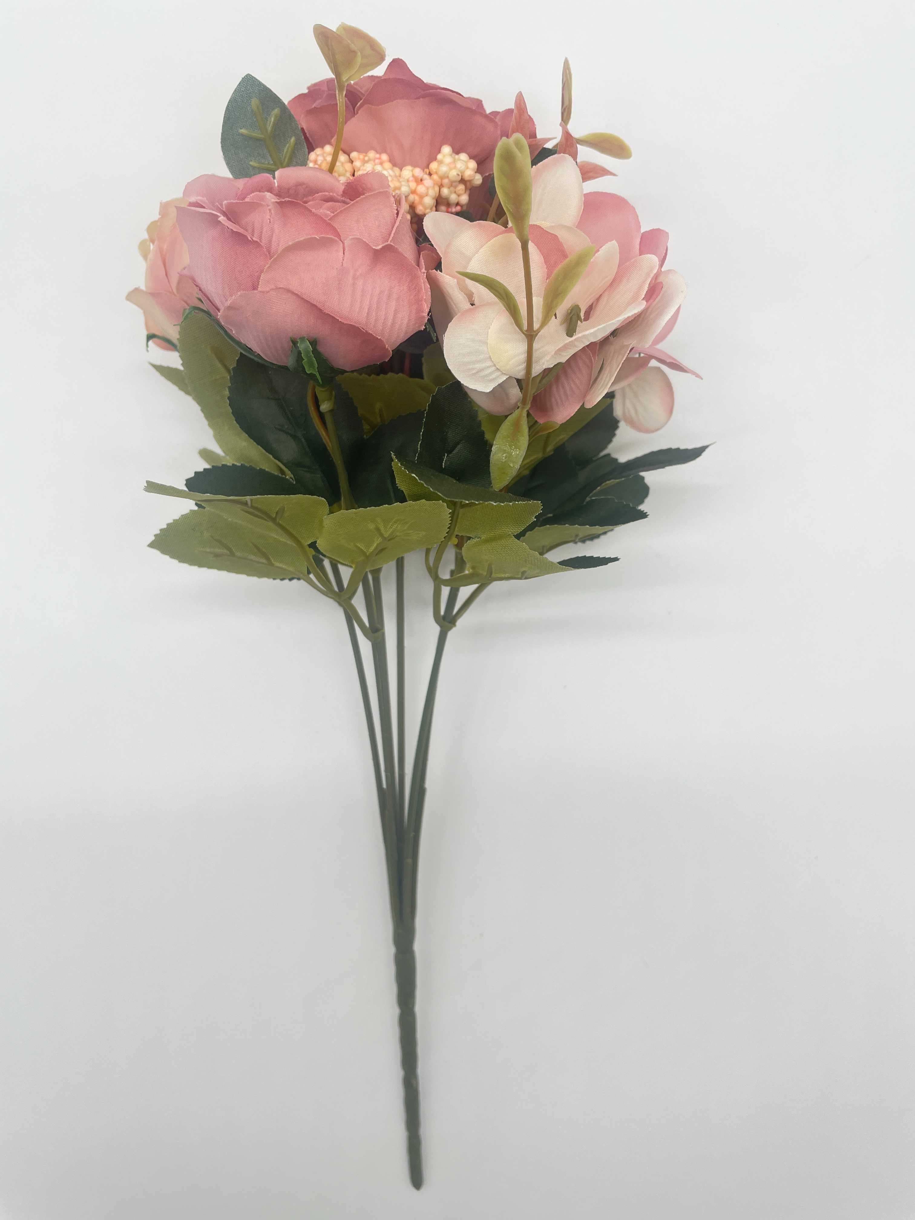 Piwonia Hortensja Kwiaty Bukiet Róż 29CM Pudrowy Róż