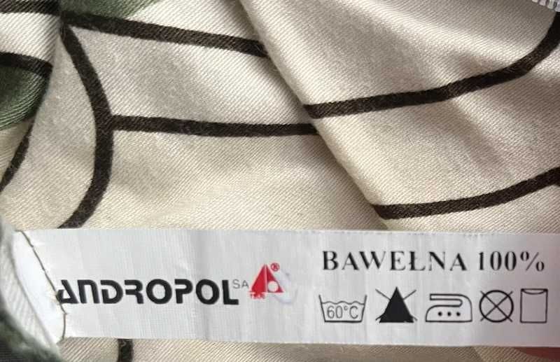 Satynowy komplet pościeli zielonej w kwiaty Andropol 200cmx220cm