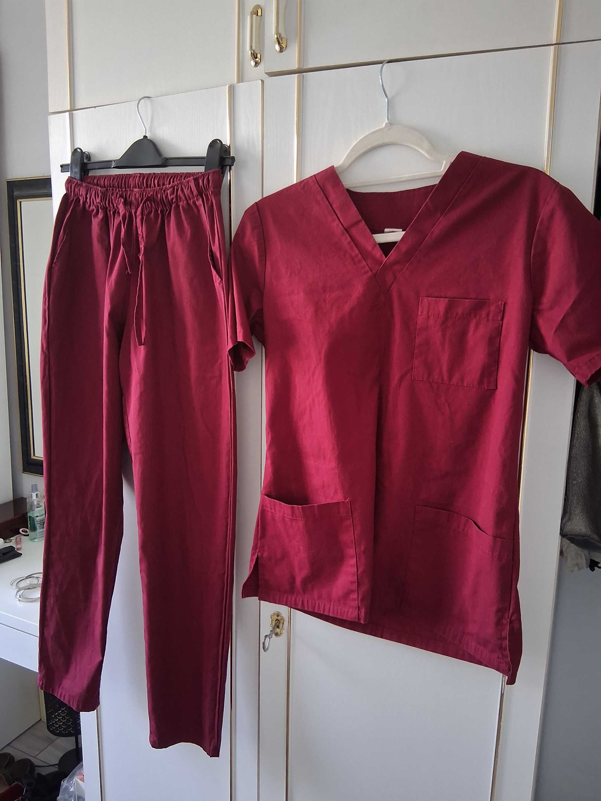 Komplet medyczny (scrubs) bordowy