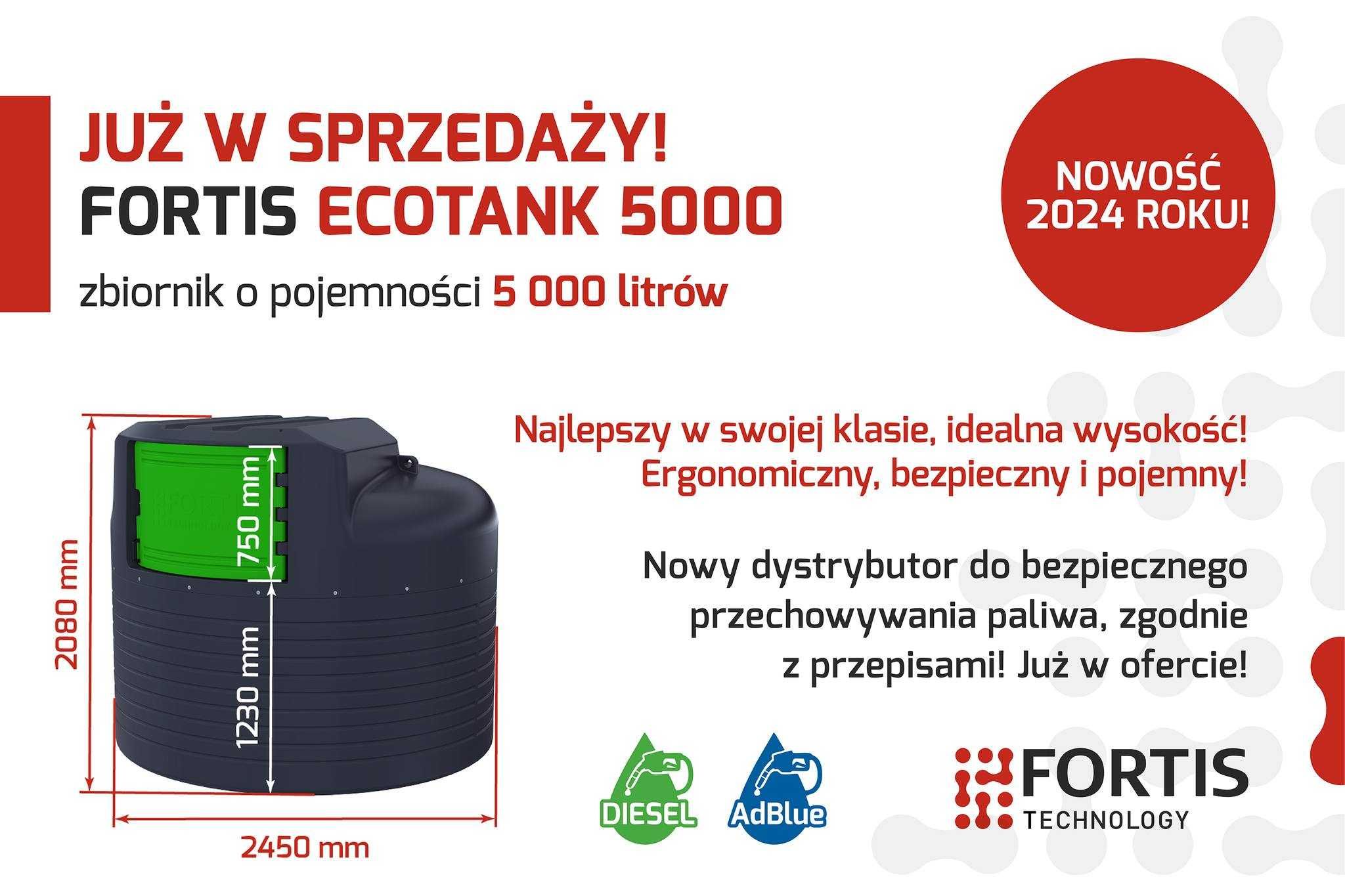 Dwupłaszczowy zbiornik na paliwo, olej napędowy ON Fortis EcoTank 5000