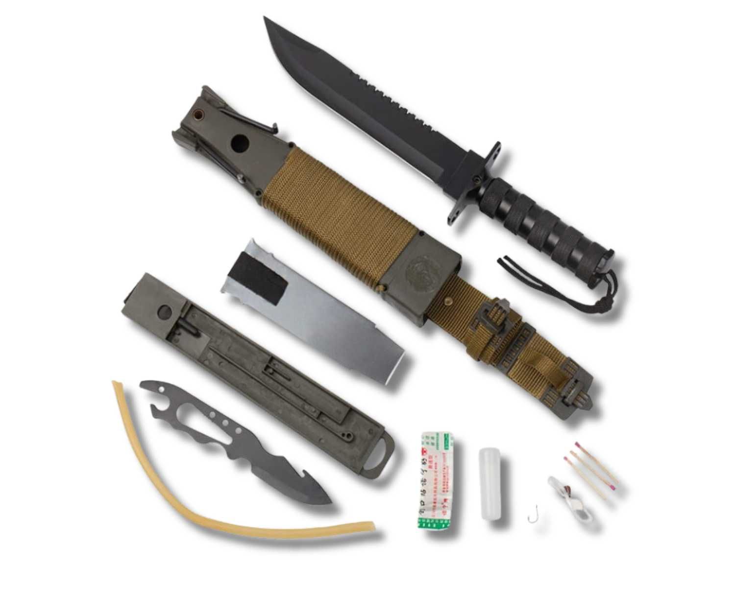 NÓŻ taktyczny WOJSKOWY survivalowy RAMBO wielofunkcyjny - PRZECENA