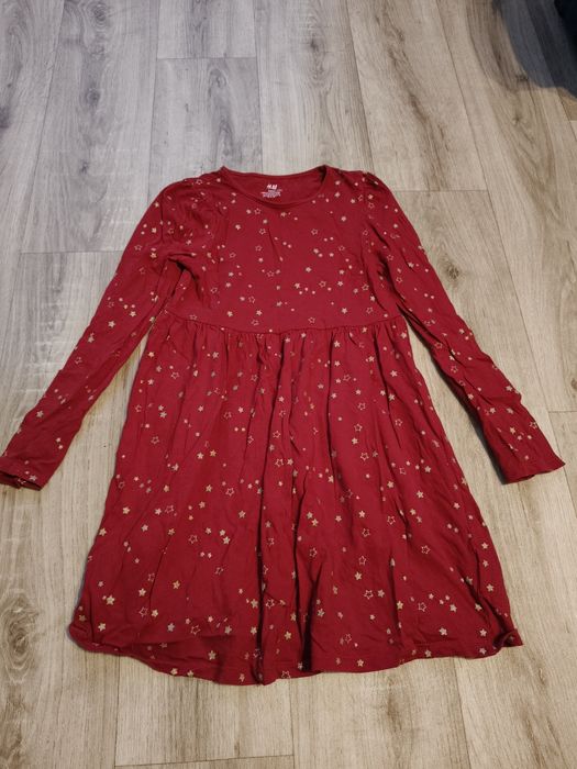 Czerwona sukienka świąteczna hm 134/140