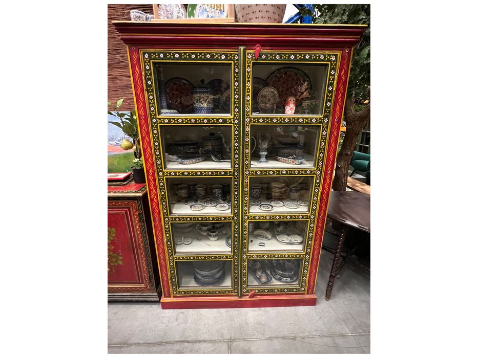 Orientalna drewniana witryna ręcznie malowana