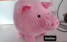 Porquinho mealheiro XL, rosa tecido, interior plástico.