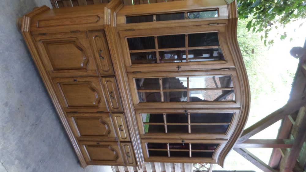 piękny duży dębowy dwuczęściowy kredens witryna stan bdb WYSYŁKA dowóz