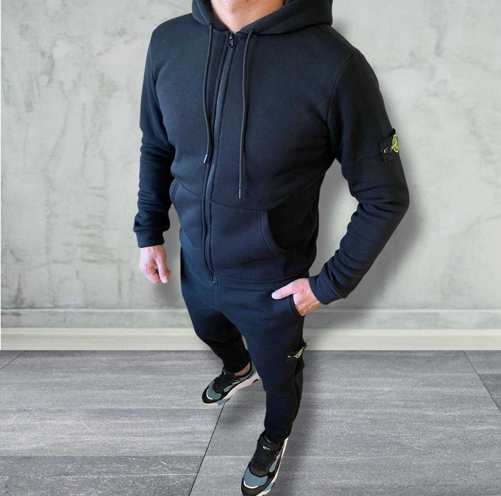 Зимовий чоловічий спортивний комплект (куртка+костюм+шапка+баф)