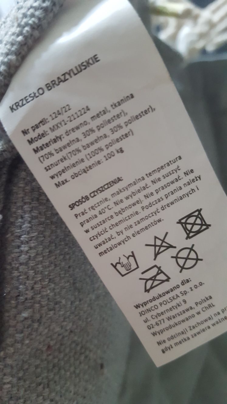 Krzeslo brazylijskie hamak fotel wiszacy ogrodowy nowy
