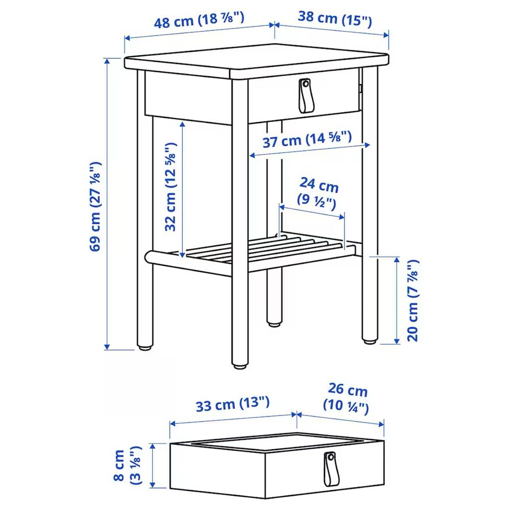 Stolik nocny z drewna litego IKEA