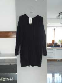 Czarny sweter sukienka tunika 36 38
