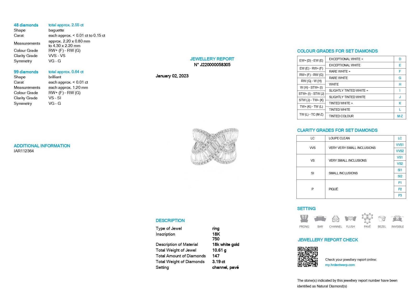 Pierścionek z diamentami naturalnymi 3.19 CT HRD Infinity bagiety