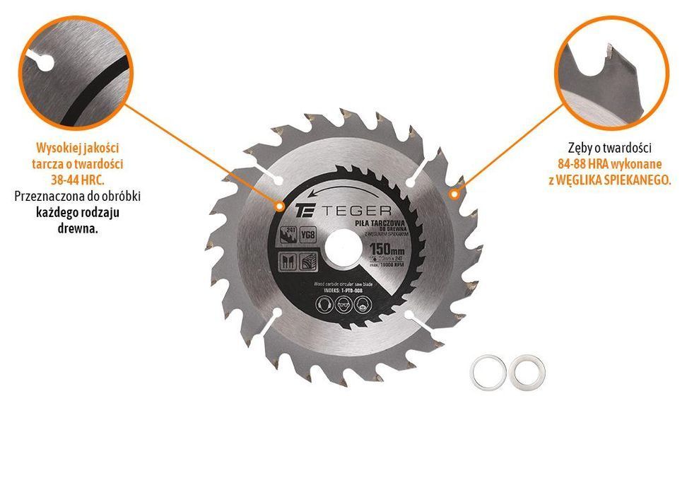Piła tarczowa do drewna z węglikiem spiekanym 150x20x24T / TEGER