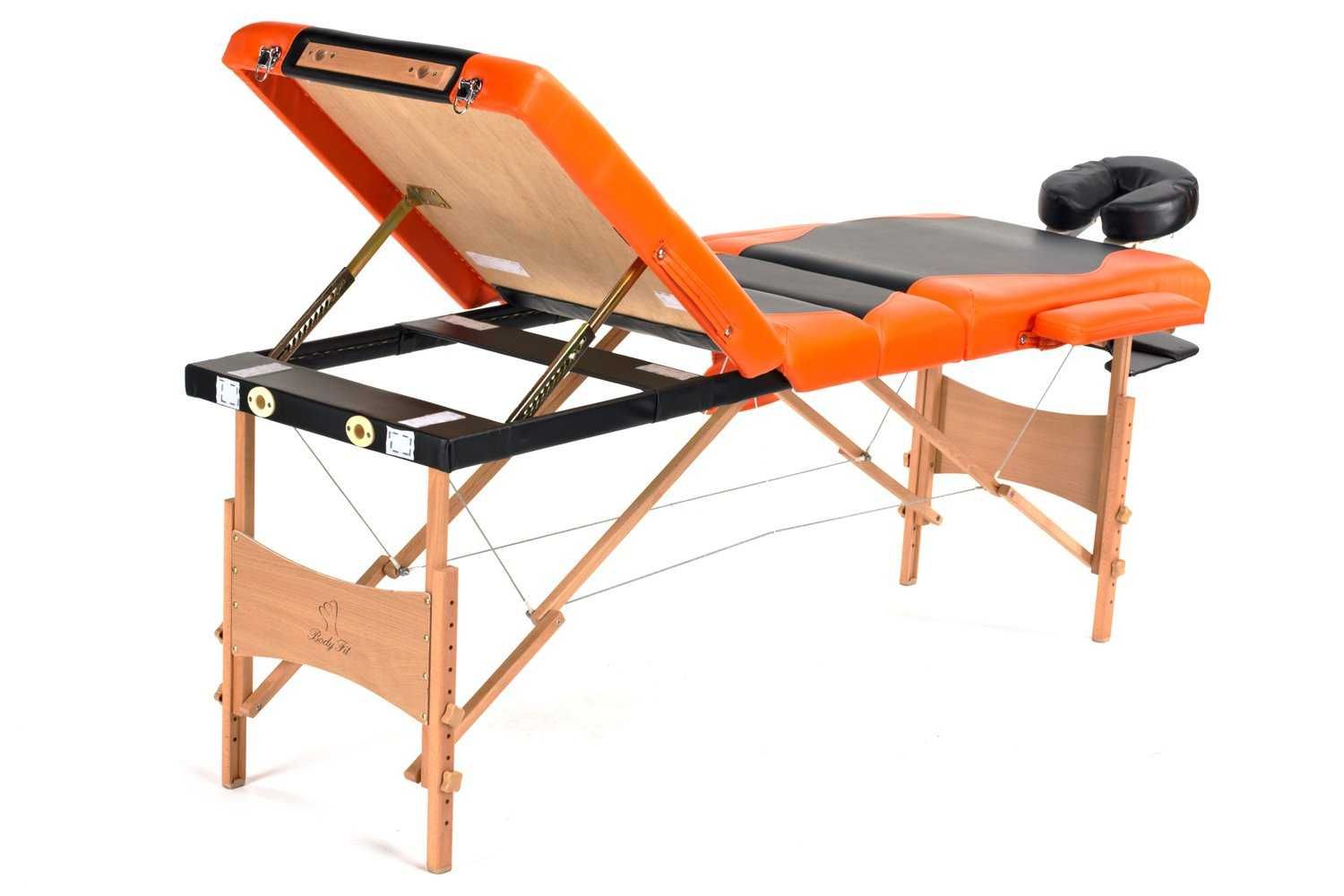 Stół, łóżko do masażu 4-segmentowe drewniane dwukolorowe