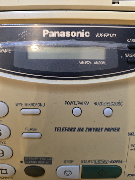 Telefaks fax Panasonic folia na wyświetlaczu